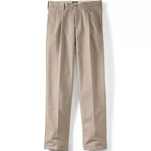 LANDS END New Pleated Pants Front Khaki Tan Preppy Chino 36x34